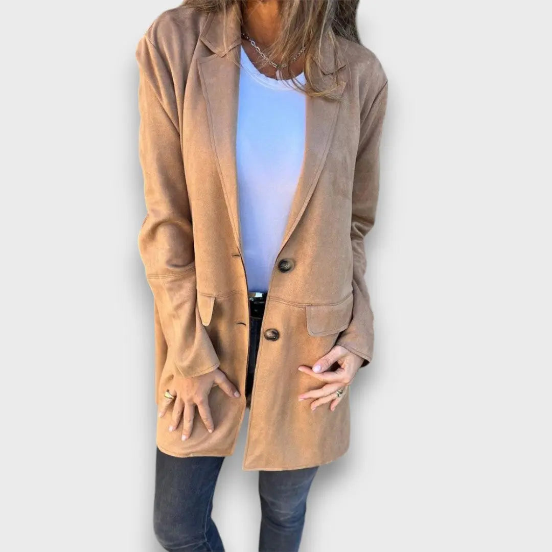 Eloise | Soft Camel Blazer-Cardigan