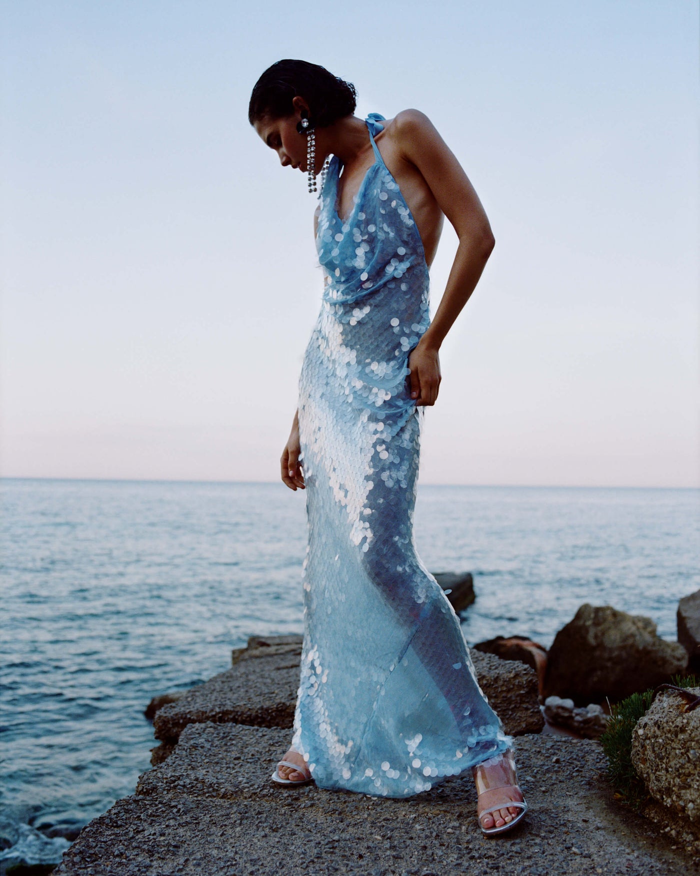 Naline™ | Sequin Halter Maxi Dress