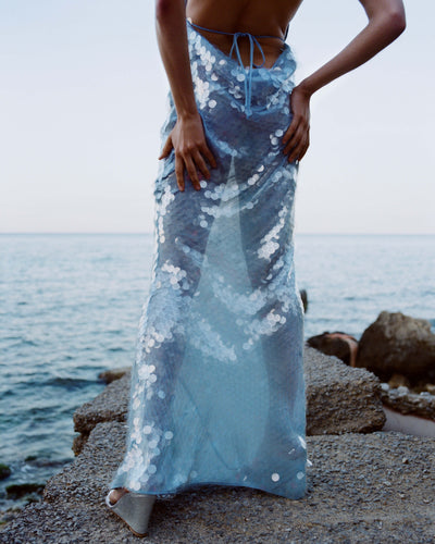 Naline™ | Sequin Halter Maxi Dress