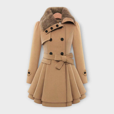 Elivara | Elegant Coat with Fur Collar