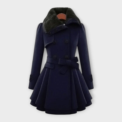 Elivara | Elegant Coat with Fur Collar