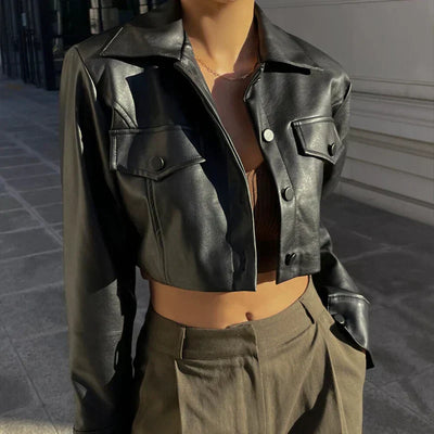 Élise™ | Sophisticated and Trendy Faux Leather Jacket