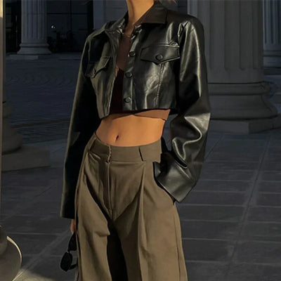 Élise™ | Sophisticated and Trendy Faux Leather Jacket