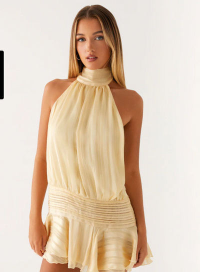 Mini Dress Chiffon - Yellow