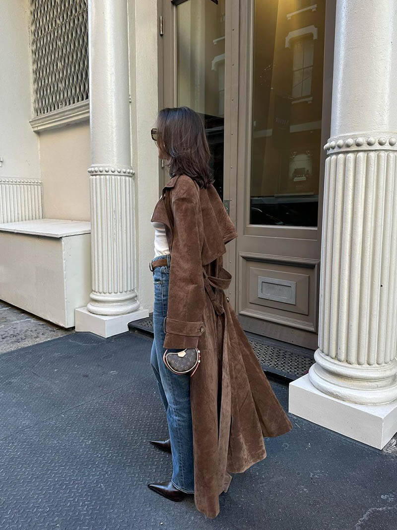 Molly | Trench Coat in Synthetic Suede